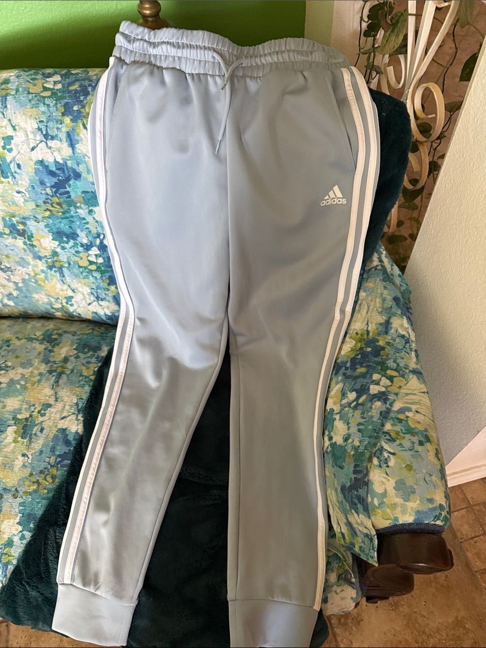 adidas Light Blue Jogger Sweatpants with White Three Stripes